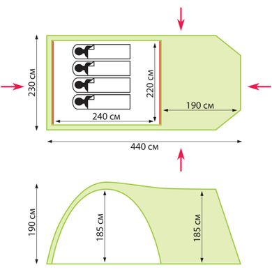 Палатка Tramp Anaconda 4 местная Зеленая TRT-078