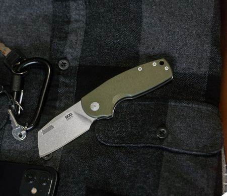 Ніж складний SOG Stout SJ Cleaver/OD Green/Stonewash (SOG 16-03-06-57)