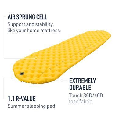 Коврик надувной Sea to Summit UltraLight Mat, 168х55х5 см, Yellow (STS AMULSAS)