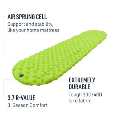 Коврик надувной Sea to Summit Comfort Light Insulated Mat 2020, 201х64х6.3 см, Green (STS AMCLINS_L)