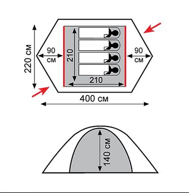 Палатка Tramp Rock 4 (v2) Серая TRT-029